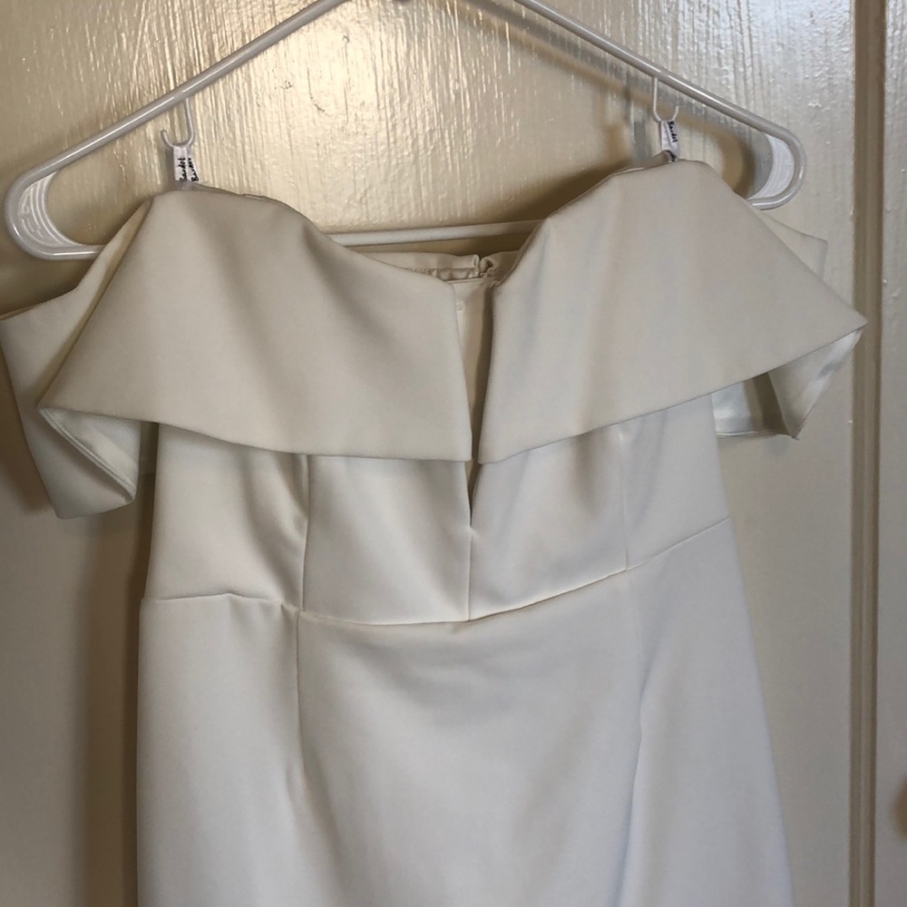 Bardot White V-Neck Off the Shoulder Dress